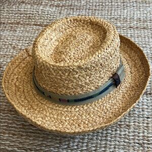 Dorfnan Pacific Vintage Classic Straw Fedora Hat with Decorative Band